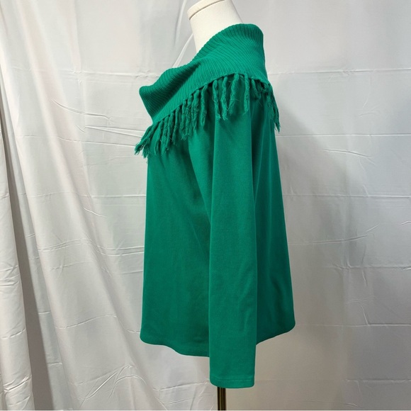 Rafaella Cowl Neck Fringe Long sleeve Sweater Womens XL Spring Soft‎ Boho bright - Picture 9 of 14